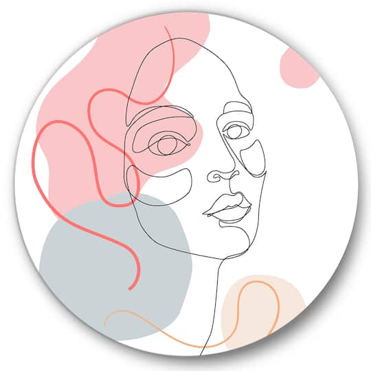 Designart - One Line Drawing of Young Woman In Pastel Tones